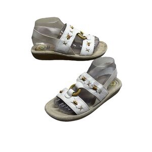 Earth Shoe Gelron 2000  Bradley White Beaded Slip On Comfort Sandals Size 8 Wide